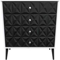Welcome Furniture Ready Assembled Pixel 4 Drawer Chest In Deep Black & White, Black