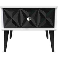 Welcome Furniture Ready Assembled Pixel 1 Drawer Bedside In Deep Black & White, Black