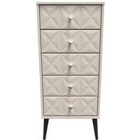 Welcome Furniture Ready Assembled Pixel 5 Drawer Tallboy In Kashmir Matt, Brown
