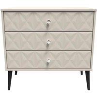 Welcome Furniture Ready Assembled Pixel 3 Drawer Chest In Kashmir Matt, Brown