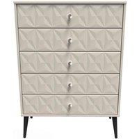 Welcome Furniture Ready Assembled Pixel 5 Drawer Chest In Kashmir Matt, Brown