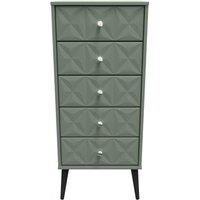 Welcome Furniture Ready Assembled Pixel 5 Drawer Tallboy In Reed Green, Green