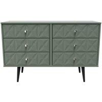 Welcome Furniture Ready Assembled Pixel 6 Drawer Chest In Reed Green, Green