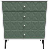 Welcome Furniture Ready Assembled Pixel 4 Drawer Chest In Labrador Green & White, Green