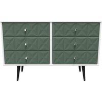 Welcome Furniture Ready Assembled Pixel 6 Drawer Chest In Labrador Green & White, Green