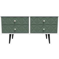 Welcome Furniture Ready Assembled Pixel 4 Drawer Bed Box In Labrador Green & White, Green
