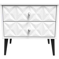 Welcome Furniture Ready Assembled Pixel 2 Drawer Side Table In White Matt, White