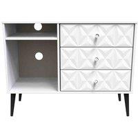 Welcome Furniture Ready Assembled Pixel 3 Drawer Tv Unit In White Matt, White