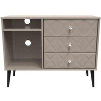 Welcome Furniture Ready Assembled Pixel 3 Drawer Tv Unit In Mushroom, Brown