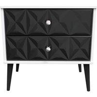 Welcome Furniture Ready Assembled Pixel 2 Drawer Side Table In Deep Black & White, Black