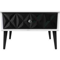 Welcome Furniture Ready Assembled Pixel 1 Drawer Wide Side Table In Deep Black & White, Black