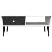 Welcome Furniture Ready Assembled Pixel 1 Drawer Coffee Table In Deep Black & White, Black