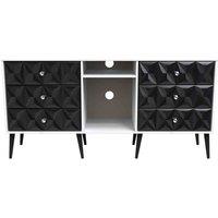 Welcome Furniture Ready Assembled Pixel 6 Drawer Sideboard In Deep Black & White, Black