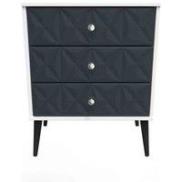 Welcome Furniture Ready Assembled Pixel 3 Drawer Midi Sideboard In Indigo Matt & White, Blue