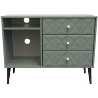 Welcome Furniture Ready Assembled Pixel 3 Drawer Tv Unit In Reed Green, Green