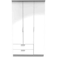 Welcome Furniture Ready Assembled Plymouth Triple Wardrobe With 2 Drawers In White, White