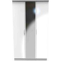 Welcome Furniture Ready Assembled Plymouth Triple Mirror Wardrobe In White, White