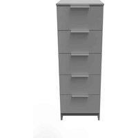 Welcome Furniture Ready Assembled Plymouth 5 Drawer Tallboy In Uniform Grey & Dusk Grey, Grey