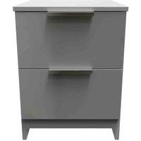Welcome Furniture Ready Assembled Plymouth 2 Drawer Bedside Cabinet In Uniform Grey & Dusk Grey, Grey