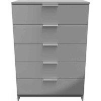 Welcome Furniture Ready Assembled Plymouth 5 Drawer Chest In Uniform Grey & Dusk Grey, Grey