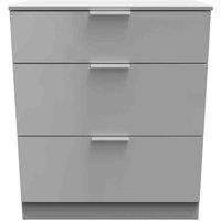 Welcome Furniture Ready Assembled Plymouth 3 Drawer Deep Chest In Uniform Grey & Dusk Grey, Grey