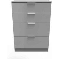 Welcome Furniture Ready Assembled Plymouth 4 Drawer Deep Chest In Uniform Grey & Dusk Grey, Grey