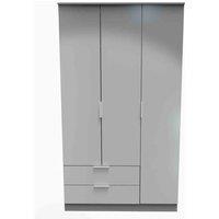 Welcome Furniture Ready Assembled Plymouth Triple Wardrobe With 2 Drawers In Uniform Grey & Dusk Grey, Grey
