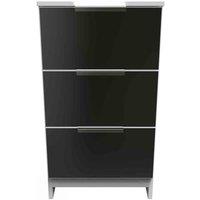 Welcome Furniture Ready Assembled Plymouth 3 Drawer Bedside Cabinet In Black & White, Black