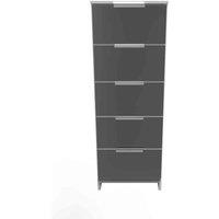 Welcome Furniture Ready Assembled Plymouth 5 Drawer Tallboy In Black & White, Black