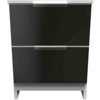 Welcome Furniture Ready Assembled Plymouth 2 Drawer Bedside Cabinet In Black & White, Black