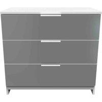 Welcome Furniture Ready Assembled Plymouth 3 Drawer Chest In Black & White, Black
