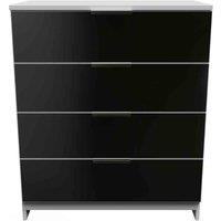 Welcome Furniture Ready Assembled Plymouth 4 Drawer Chest In Black & White, Black