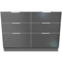 Welcome Furniture Ready Assembled Plymouth 6 Drawer Wide Chest In Black & White, Black