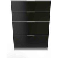 Welcome Furniture Ready Assembled Plymouth 4 Drawer Deep Chest In Black & White, Black