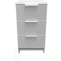 Welcome Furniture Ready Assembled Plymouth 3 Drawer Bedside Cabinet In Uniform Grey & White, Grey