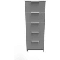 Welcome Furniture Ready Assembled Plymouth 5 Drawer Tallboy In Uniform Grey & White, Grey