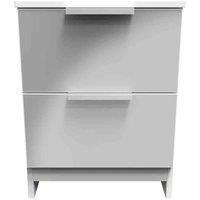 Welcome Furniture Ready Assembled Plymouth 2 Drawer Bedside Cabinet In Uniform Grey & White, Grey