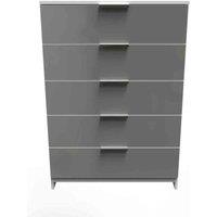 Welcome Furniture Ready Assembled Plymouth 5 Drawer Chest In Uniform Grey & White, Grey