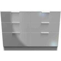 Welcome Furniture Ready Assembled Plymouth 6 Drawer Wide Chest In Uniform Grey & White, Grey