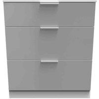 Welcome Furniture Ready Assembled Plymouth 3 Drawer Deep Chest In Uniform Grey & White, Grey