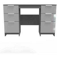 Welcome Furniture Ready Assembled Plymouth Double Pedestal Desk In Uniform Grey & Dusk Grey, Grey