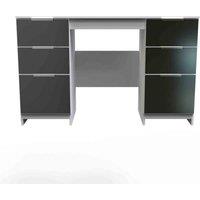 Welcome Furniture Ready Assembled Plymouth Double Pedestal Desk In Black & White, Black