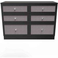 Welcome Furniture Ready Assembled Rattan 6 Drawer Wide Chest In Smooth Black, Black