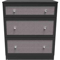 Welcome Furniture Ready Assembled Rattan 3 Drawer Deep Chest In Smooth Black, Black