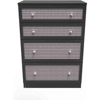Welcome Furniture Ready Assembled Rattan 4 Drawer Deep Chest In Smooth Black, Black