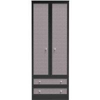 Welcome Furniture Ready Assembled Rattan 2 Door 2 Drawer Wardrobe In Smooth Black, Black