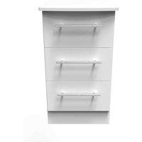 Welcome Furniture Ready Assembled Sherwood 3 Drawer Bedside Cabinet In Porcelain Matt, White