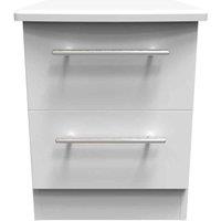 Welcome Furniture Ready Assembled Sherwood 2 Drawer Bedside Cabinet In Porcelain Matt, White