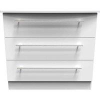 Welcome Furniture Ready Assembled Sherwood 3 Drawer Chest In Porcelain Matt, White