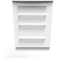 Welcome Furniture Ready Assembled Sherwood 4 Drawer Deep Chest In Porcelain Matt, White